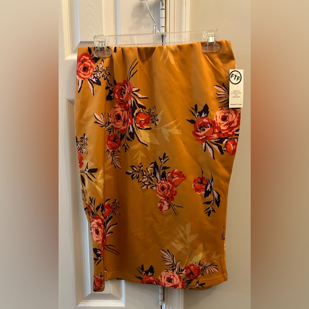 Fashion to Figure Mustard Floral Skirt